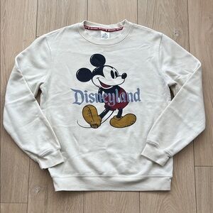 Classic Disney Crewneck Sweater Vintage Mickey Mouse Beige Cream Off-White Small